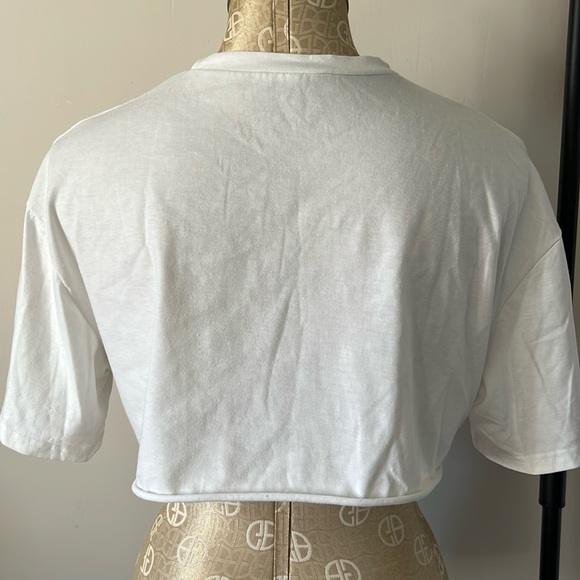 EUC Shein “No Time To Waste Wave” Graphic Drop Shoulder Crop Tee - Picture 4 of 4